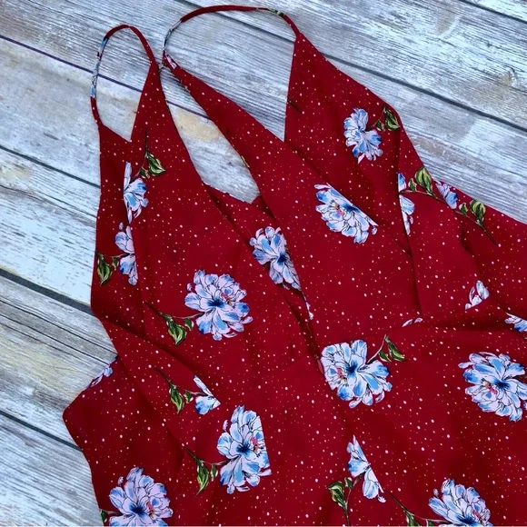 Lush red floral dress with back keyhole - Picture 6 of 7